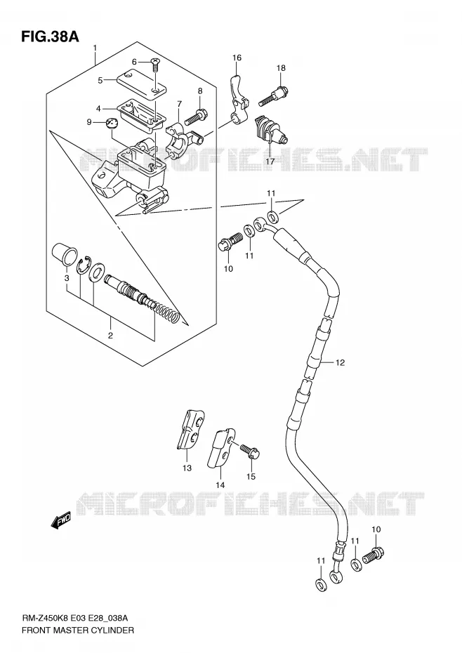 MAITRE CYLINDRE AVANT (RM-Z450L1) Suzuki MOTO 450 RM-Z 2008  RM-Z450K8(E3/E28)