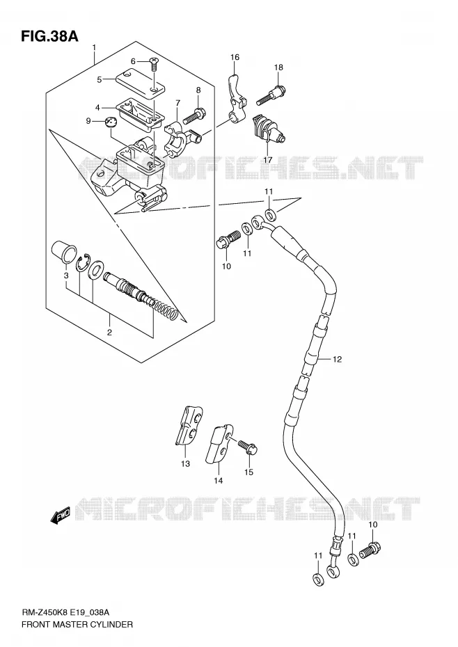 MAITRE CYLINDRE AVANT (RM-Z450L1) Suzuki MOTO 450 RM-Z 2010  RM-Z450L0(E19)