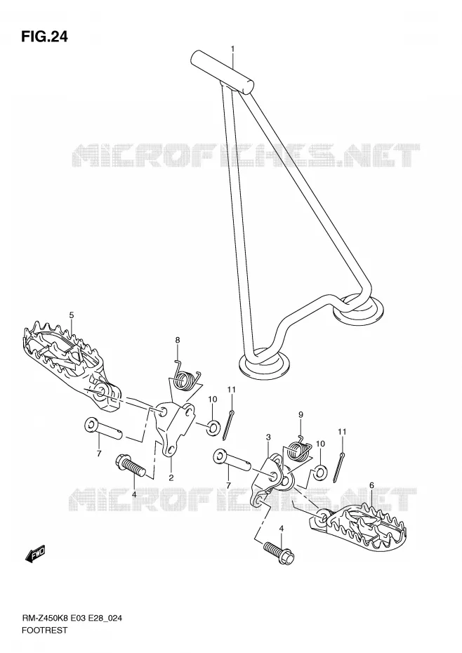 REPOSE PIEDS (RM-Z450K8/K9/L0) Suzuki MOTO 450 RM-Z 2009  RM-Z450K9(E3/E28)