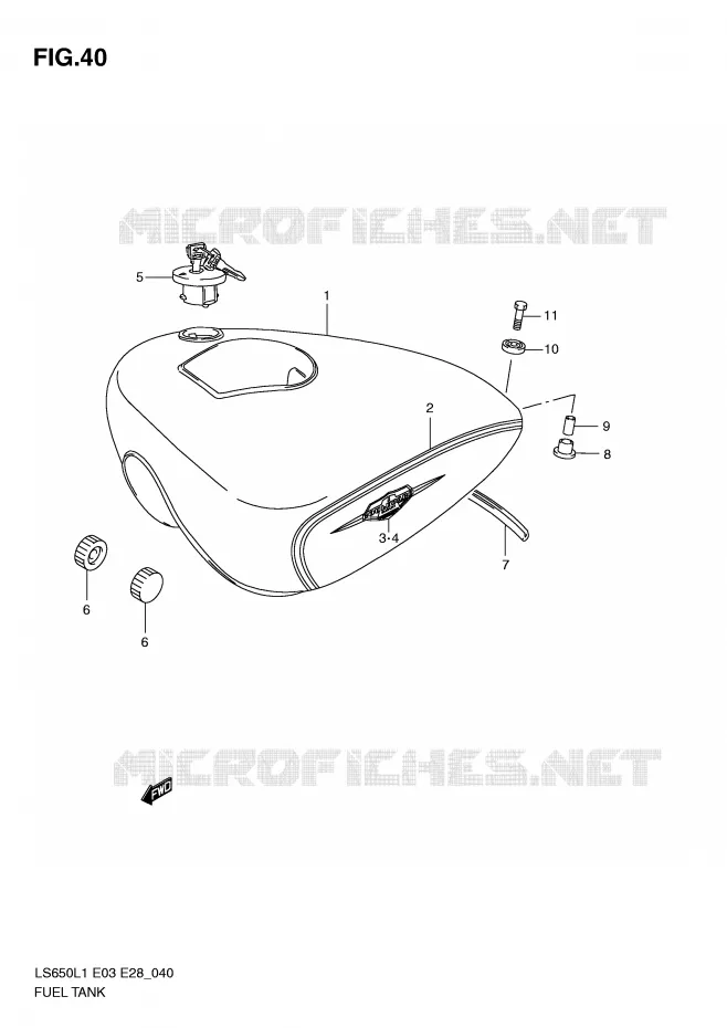 RESERVOIR D'ESSENCE (LS650L1 E28) Suzuki MOTO 650 BOULEVARD 2011  LS650L1(E3/E28)