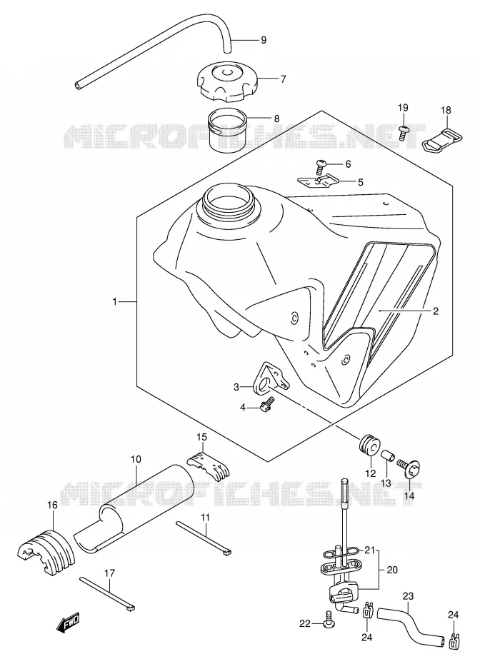 RESERVOIR D'ESSENCE (MODELE K2) Suzuki MOTO 400 DR-Z 2000  DR-Z400Y(E3/E28)