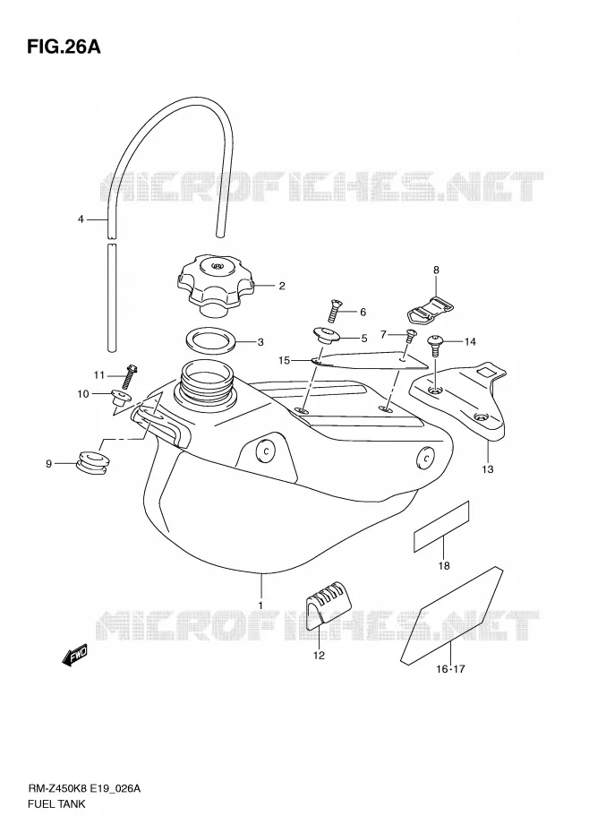 RESERVOIR D'ESSENCE (RM-Z450L1) Suzuki MOTO 450 RM-Z 2012  RM-Z450L1(E19)