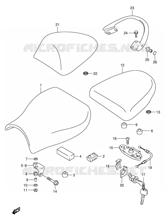 SELLE (MODELE X/Y) Suzuki MOTO 1300 HAYABUSA 2003  GSX1300RUZK3(E2)