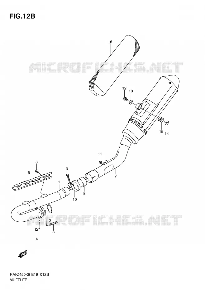 SILENCIEUX (RM-Z450L1) Suzuki MOTO 450 RM-Z 2008  RM-Z450K8(E19)