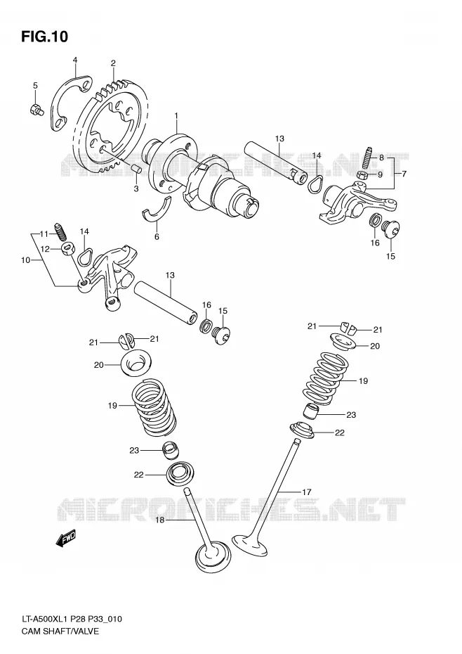 ARBRE A CAMES - SOUPAPES Suzuki QUAD 500 KINGQUAD 2011  LT-A500XZL1(P28/P33)