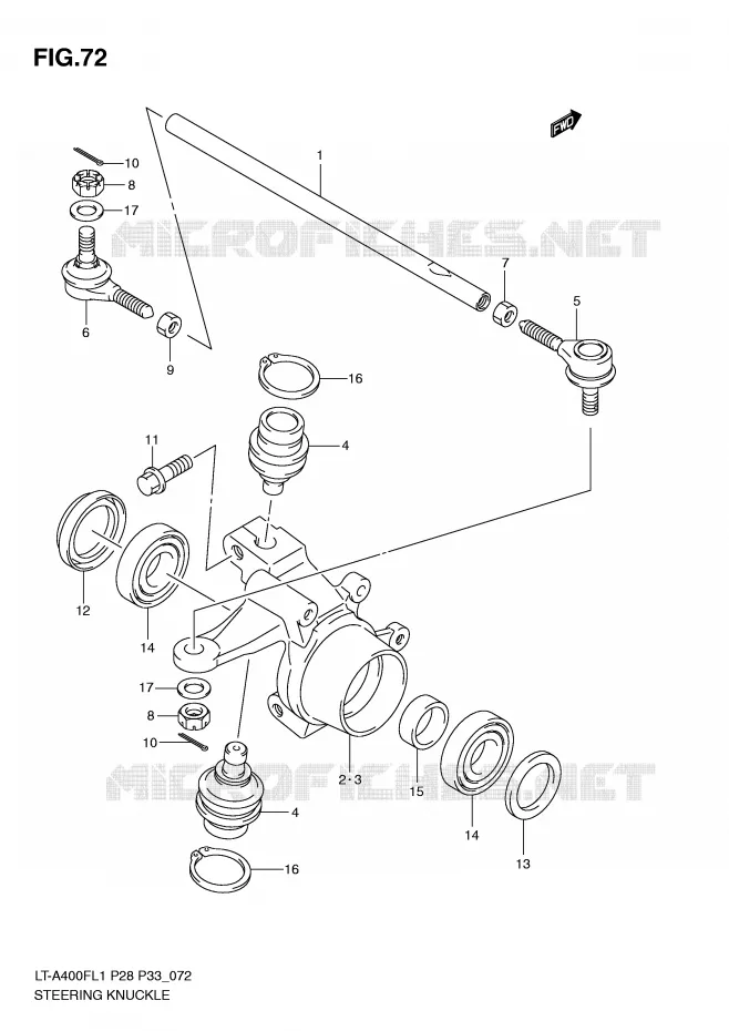 BIELLETTES DE DIRECTION - MOYEU Suzuki QUAD 400 KINGQUAD 2011  LT-A400FZL1(P28/P33)