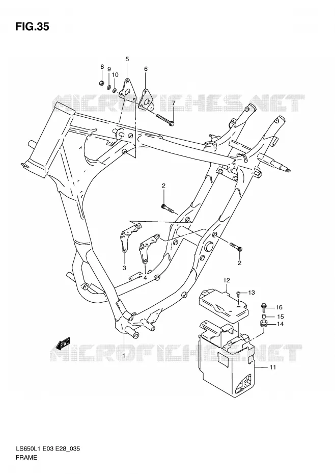 CADRE (LS650L1 E28) Suzuki MOTO 650 BOULEVARD 2011  LS650L1(E3/E28)