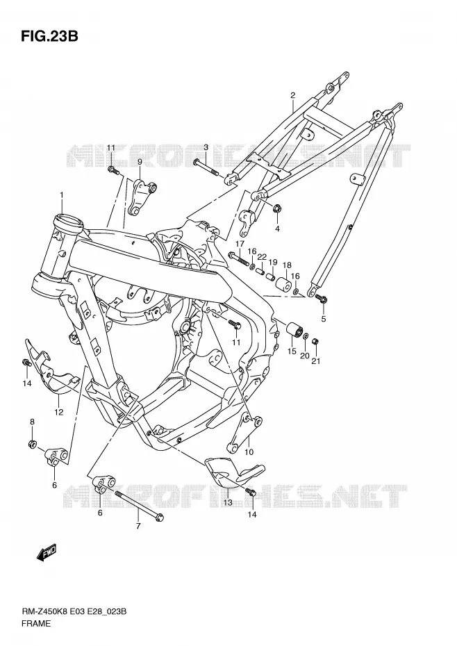 CADRE (RM-Z450L1) Suzuki MOTO 450 RM-Z 2009  RM-Z450K9(E3/E28)