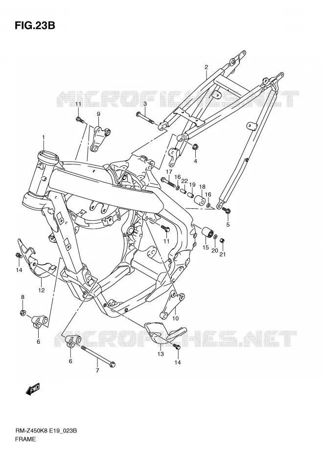 CADRE (RM-Z450L1) Suzuki MOTO 450 RM-Z 2011  RM-Z450L1(E19)