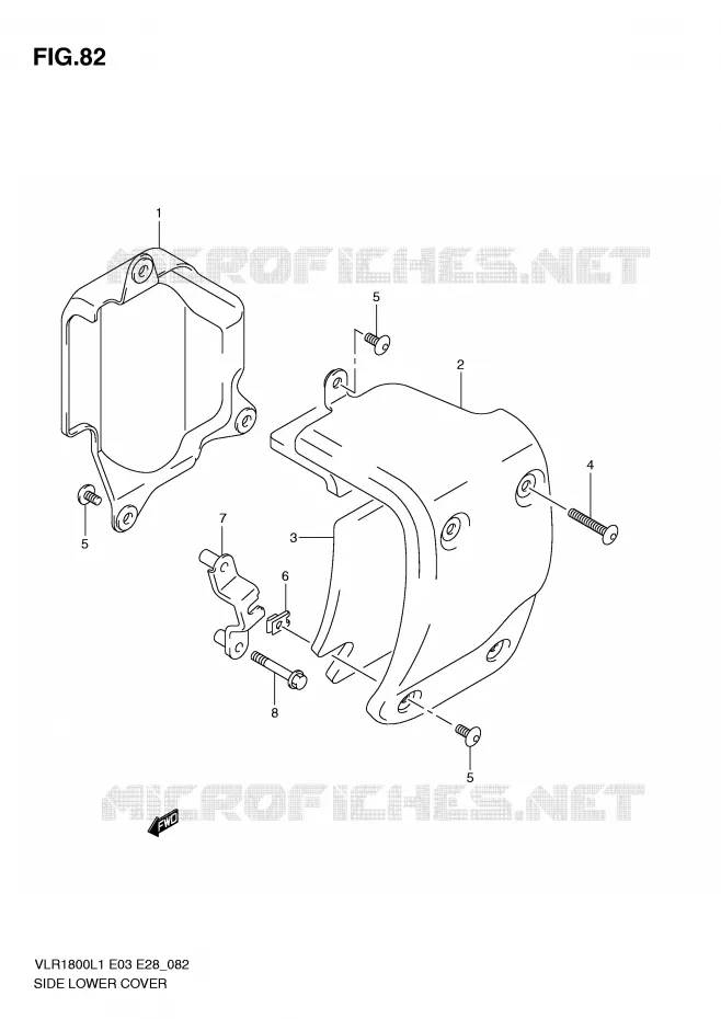 COUVERCLE LATERAL INFERIEUR Suzuki MOTO 1800 BOULEVARD 2011  VLR1800TL1(E3/E28)