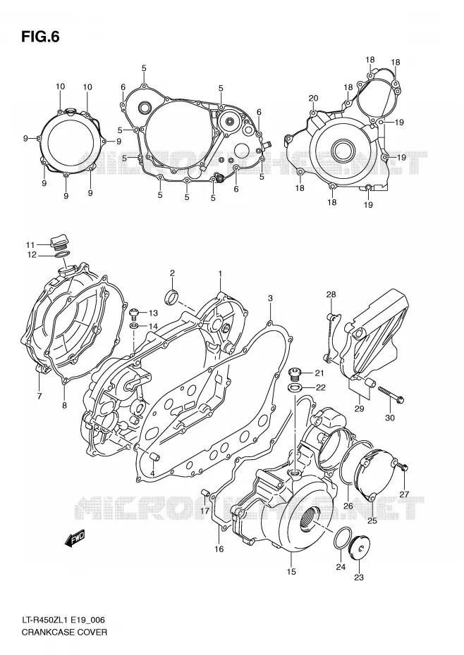 COUVERCLES DE CARTERS (LT-R450ZL1 E19) Suzuki QUAD 450 QUADRACER 2011  LT-R450L1(E19)