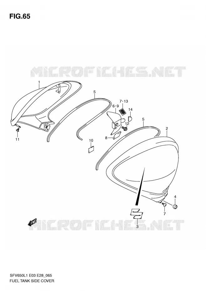 COUVRE RESERVOIR Suzuki MOTO 650 GLADIUS 2011  SFV650L1(E3/E28)