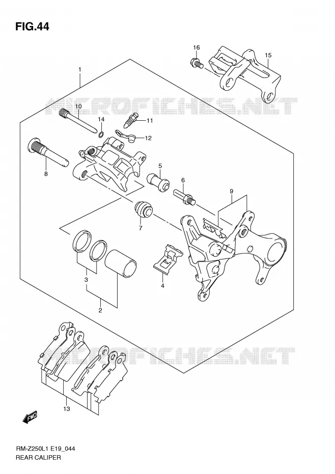 ETRIER DE FREIN ARRIERE Suzuki MOTO 250 RM-Z 2011  RM-Z250L1(E19)