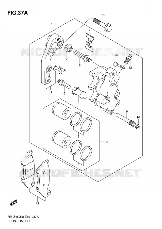 ETRIER DE FREIN AVANT (RM-Z450L1) Suzuki MOTO 450 RM-Z 2009  RM-Z450K9(E19)