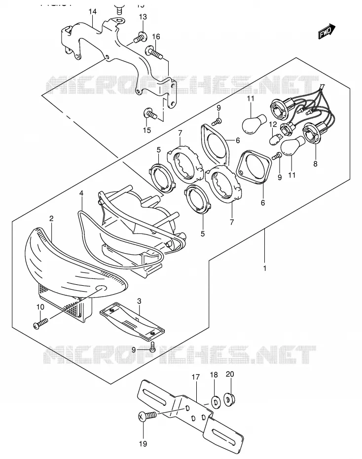 FEU ARRIERE Suzuki MOTO 1300 HAYABUSA 2000  GSX1300RU1Y(E2)
