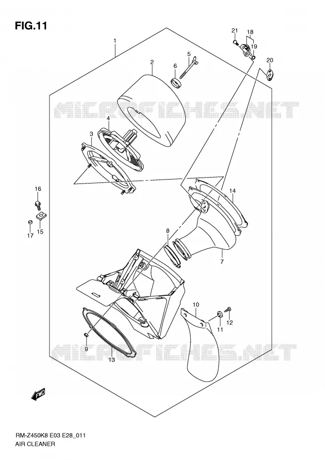 FILTRE A AIR Suzuki MOTO 450 RM-Z 2010  RM-Z450L0(E3/E28)
