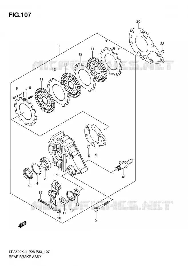 FREIN ARRIERE Suzuki QUAD 500 KINGQUAD 2011  LT-A500XZL1(P28/P33)