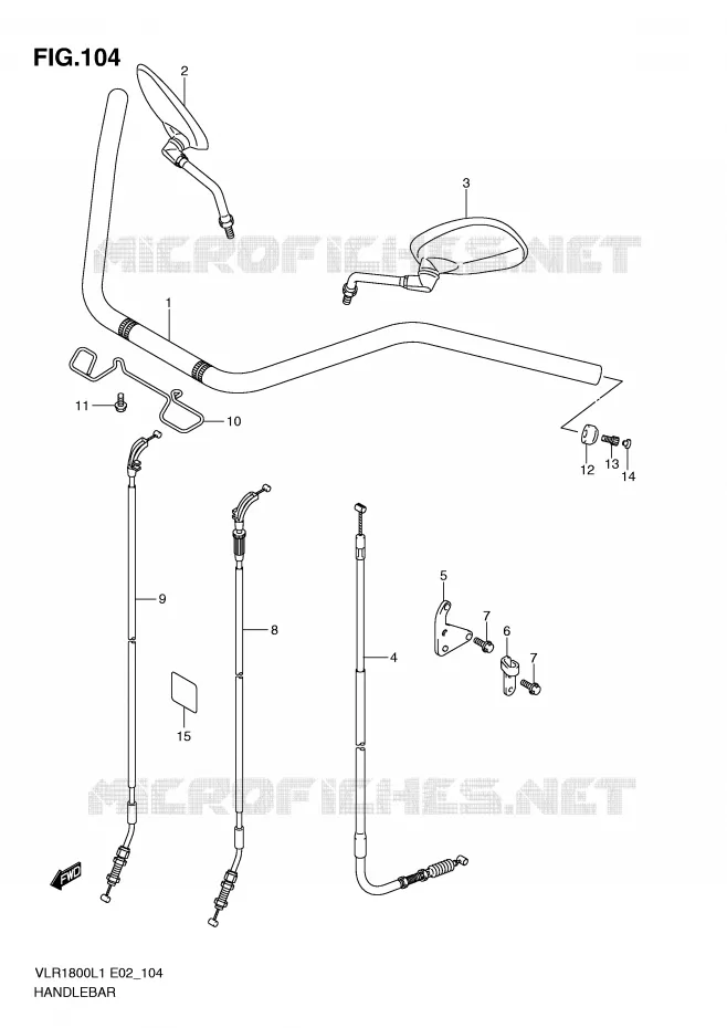 GUIDON (VLR1800L1 E19) Suzuki MOTO 1800 INTRUDER 2011  VLR1800L1(E2)