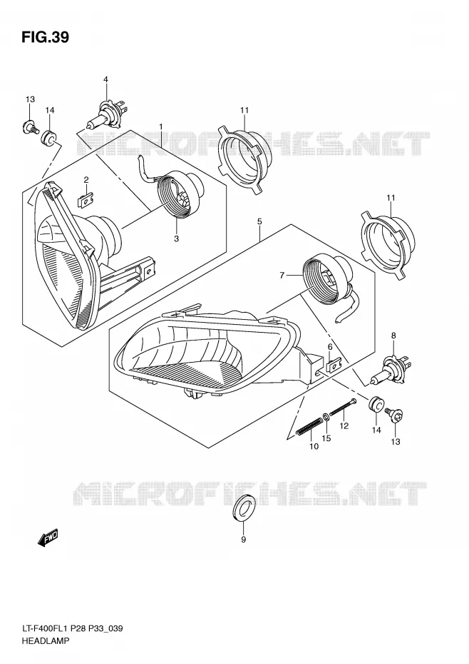 PHARE (LT-F400FL1 P33) Suzuki QUAD 400 KINGQUAD 2011  LT-F400FZL1(P28/P33)