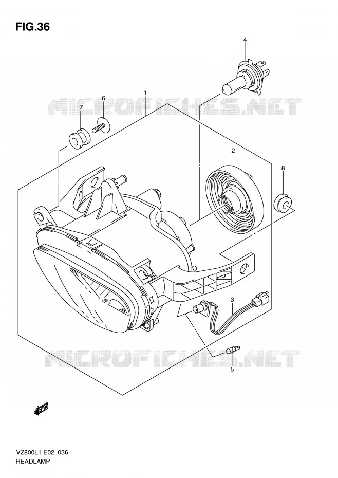 PHARE (VZ800L1 E2) Suzuki MOTO 800 MARAUDER 2011  VZ800L1(E2)