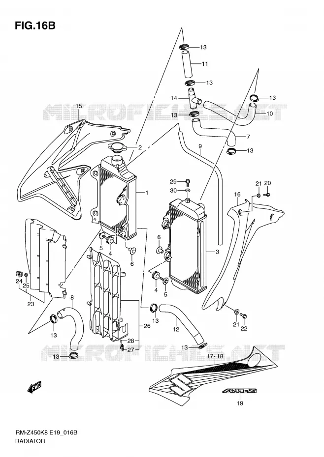 RADIATEUR (RM-Z450L1) Suzuki MOTO 450 RM-Z 2011  RM-Z450L1(E19)