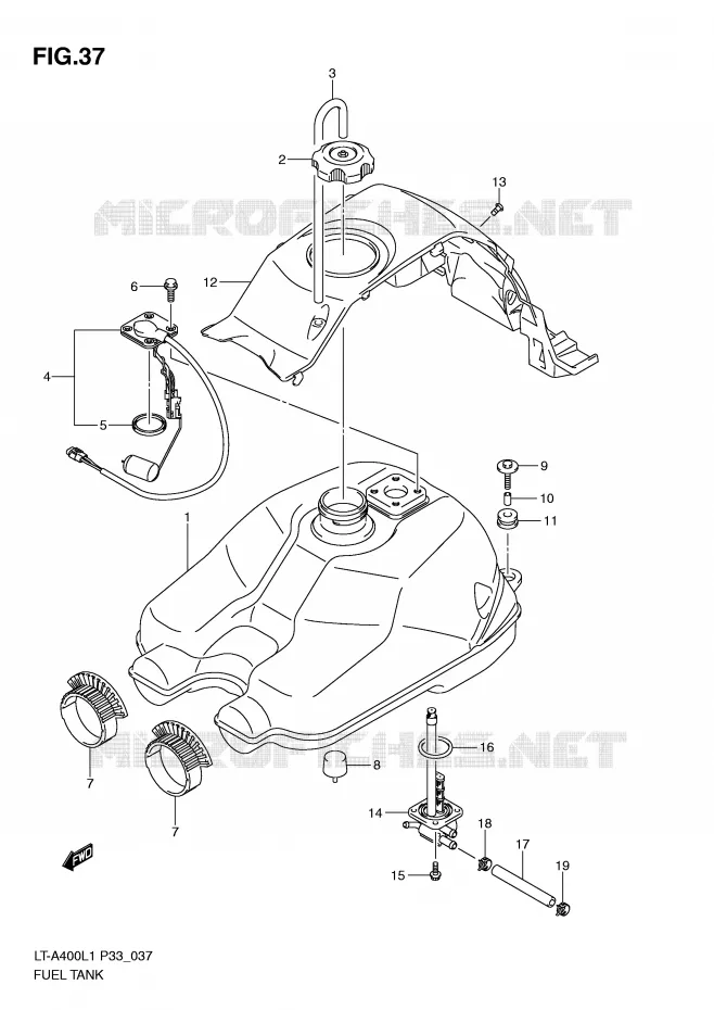 RESERVOIR D'ESSENCE Suzuki QUAD 400 KINGQUAD 2011  LT-A400L1(P33)
