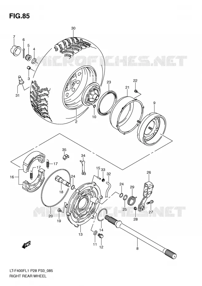 ROUE ARRIERE DROITE Suzuki QUAD 400 KINGQUAD 2011  LT-F400FL1(P28/P33)