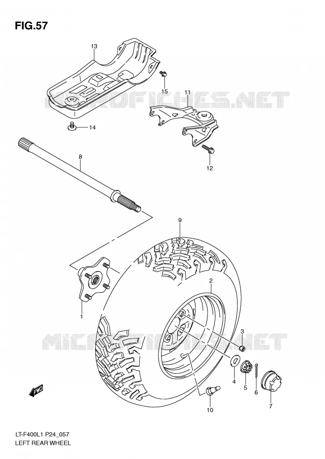 ROUE ARRIERE GAUCHE Suzuki QUAD 400 KINGQUAD 2011  LT-F400L1(P24)