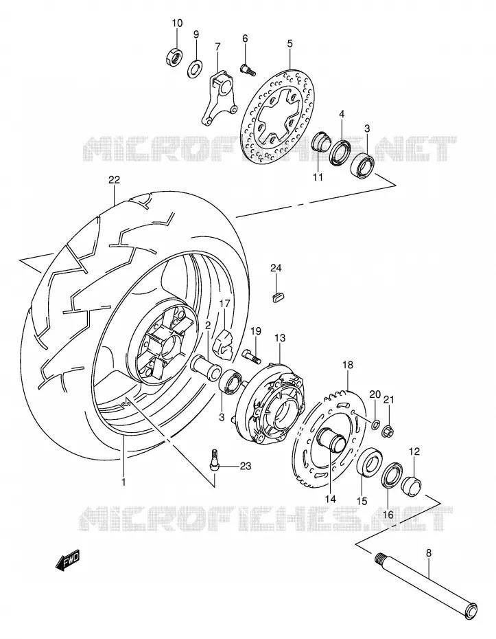 ROUE ARRIERE Suzuki MOTO 1300 HAYABUSA 1999  GSX1300RU2X(E2)