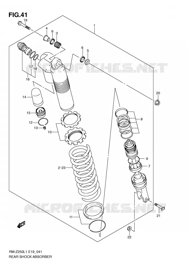 AMORTISSEUR ARRIERE Suzuki MOTO 250 RM-Z 2011  RM-Z250L1(E19)