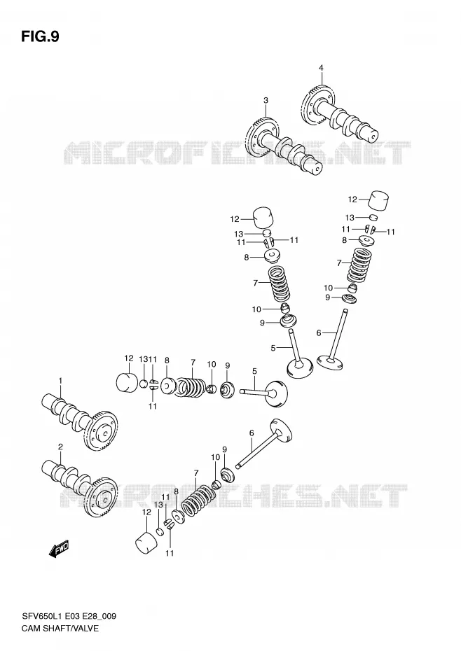 ARBRE A CAMES - SOUPAPES Suzuki MOTO 650 GLADIUS 2011  SFV650L1(E3/E28)