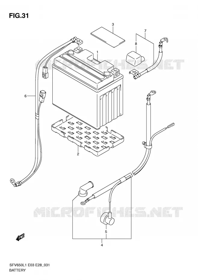 BATTERIE (SFV650L1 E33) Suzuki MOTO 650 GLADIUS 2011  SFV650L1(E3/E28)