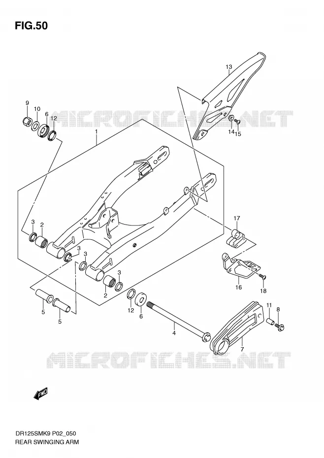 BRAS OSCILLANT ARRIERE Suzuki MOTO 125 DR 2010  DR125SML0