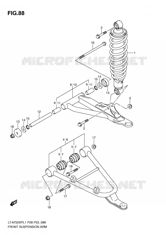 BRAS SUSPENSION AVANT Suzuki QUAD 750 KINGQUAD 2011  LT-A750XPZL1(P28/P33)