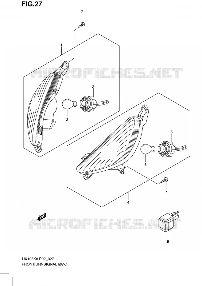 CLIGNOTANTS AVANT Suzuki SCOOTER 125 SIXTEEN 2008  UX125K8(P02)