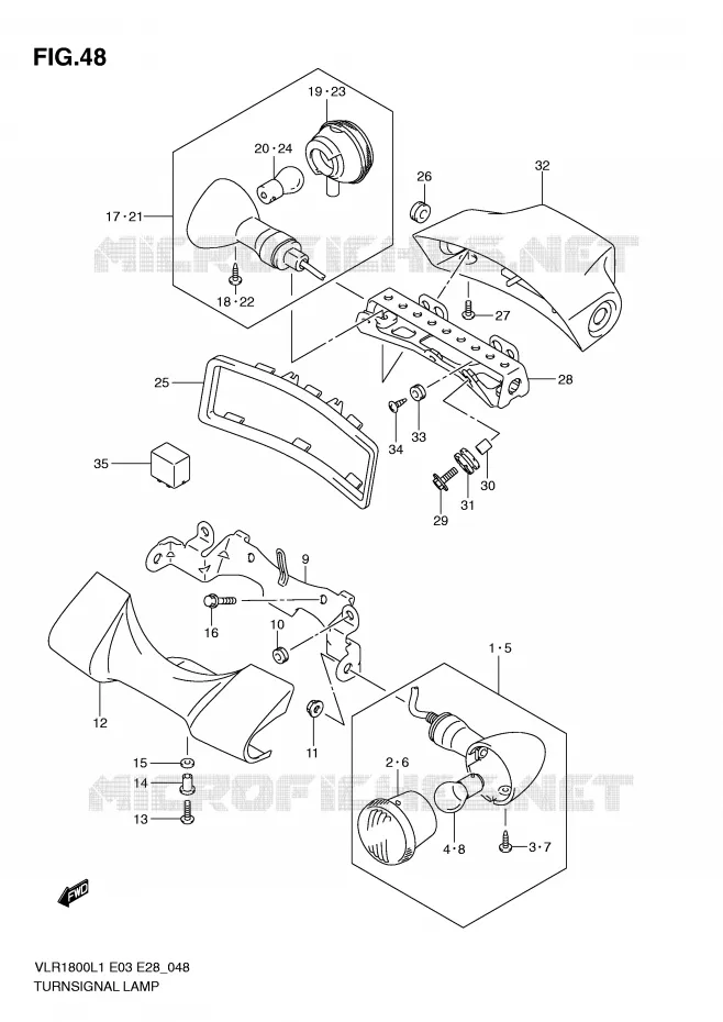 CLIGNOTANTS Suzuki MOTO 1800 INTRUDER 2011  VLR1800TL1(E3/E28)