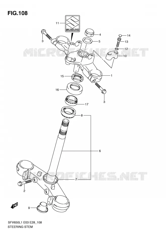 COLONNE DE DIRECTION Suzuki MOTO 650 GLADIUS 2011  SFV650L1(E3/E28)