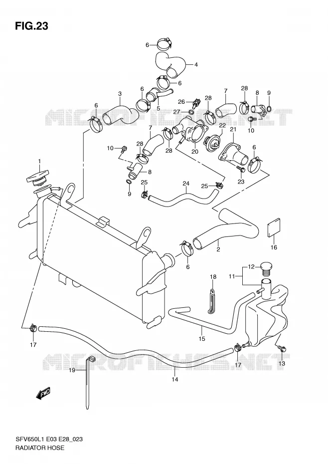 DURITE DE RADIATEUR Suzuki MOTO 650 GLADIUS 2011  SFV650L1(E3/E28)