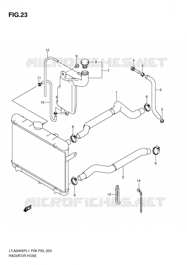 DURITE DE RADIATEUR Suzuki QUAD 500 KINGQUAD 2011  LT-A500XPL1(P28/P33)