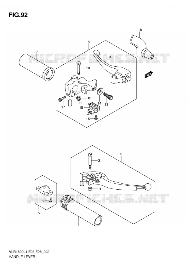 ENSEMBLE LEVIERS - POIGNEES Suzuki MOTO 1800 INTRUDER 2011  VLR1800L1(E3/E28)