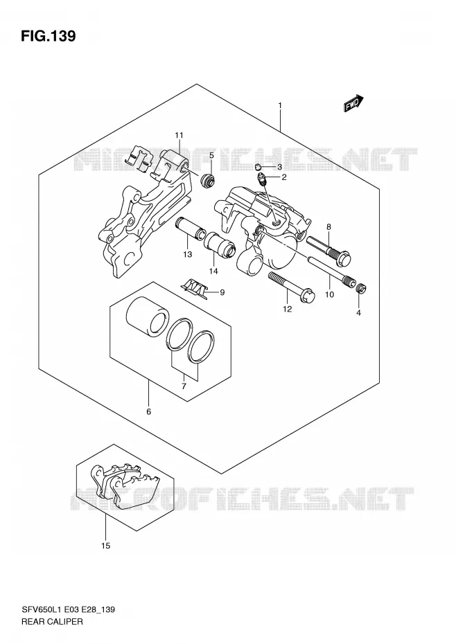 ETRIER DE FREIN ARRIERE (SFV650L1 E3) Suzuki MOTO 650 GLADIUS 2011  SFV650L1(E3/E28)