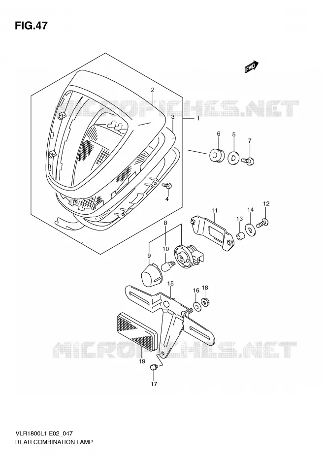 FEU ARRIERE (VLR1800L1 E19) Suzuki MOTO 1800 INTRUDER 2011  VLR1800L1(E2)