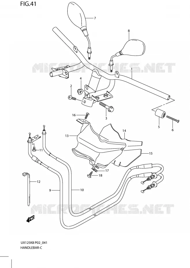 GUIDON (MODEL K8) Suzuki SCOOTER 125 SIXTEEN 2010  UX125L0(P02)