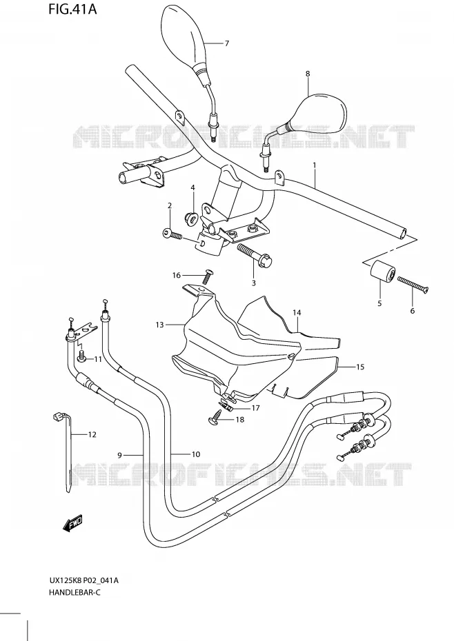 GUIDON (MODEL L0) Suzuki SCOOTER 125 SIXTEEN 2010  UX125L0(P02)