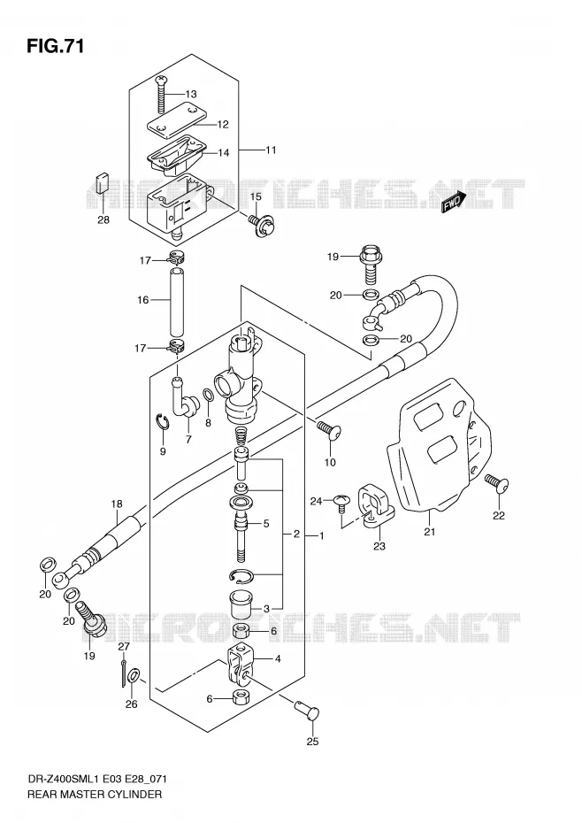 MAITRE CYLINDRE ARRIERE Suzuki MOTO 400 DR-Z 2011  DR-Z400SML1(E3/E28)