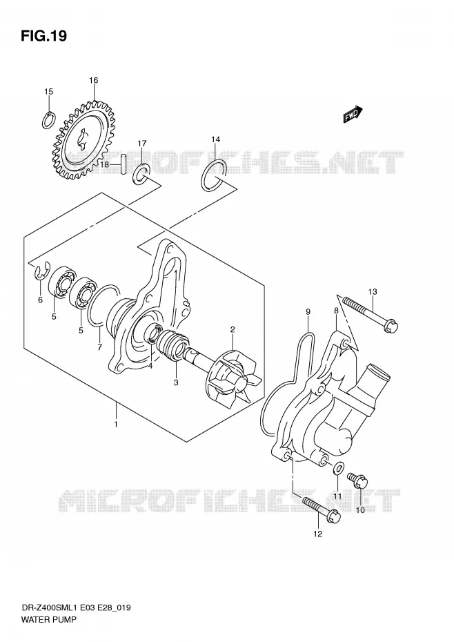 POMPE A EAU Suzuki MOTO 400 DR-Z 2011  DR-Z400SML1(E3/E28)