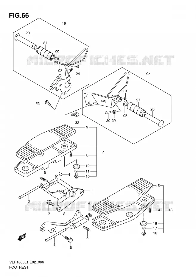 REPOSE PIEDS (VLR1800L1 E19) Suzuki MOTO 1800 INTRUDER 2011  VLR1800UFL1(E2)