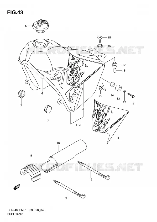 RESERVOIR D'ESSENCE (DR-Z400SML1 E28) Suzuki MOTO 400 DR-Z 2011  DR-Z400SML1(E3/E28)