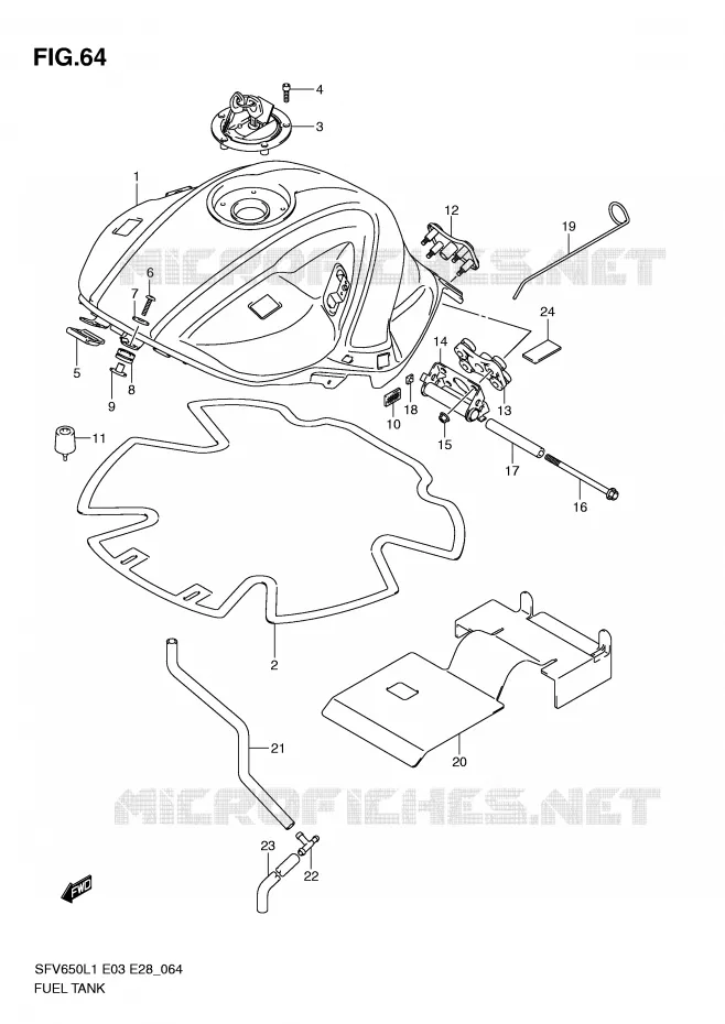 RESERVOIR D'ESSENCE (SFV650AL1 E33) Suzuki MOTO 650 GLADIUS 2011  SFV650L1(E3/E28)