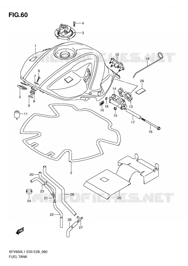 RESERVOIR D'ESSENCE (SFV650L1 E28) Suzuki MOTO 650 GLADIUS 2011  SFV650L1(E3/E28)